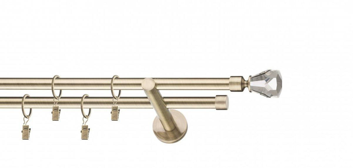 Galerie metalica Cristal dubla moderna 19mm x 1.6m, antique brass (auriu antic)