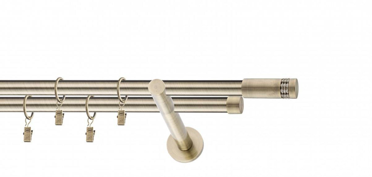 Galerie metalica Dios dubla moderna 19mm x 1.6m, antique brass (auriu antic)