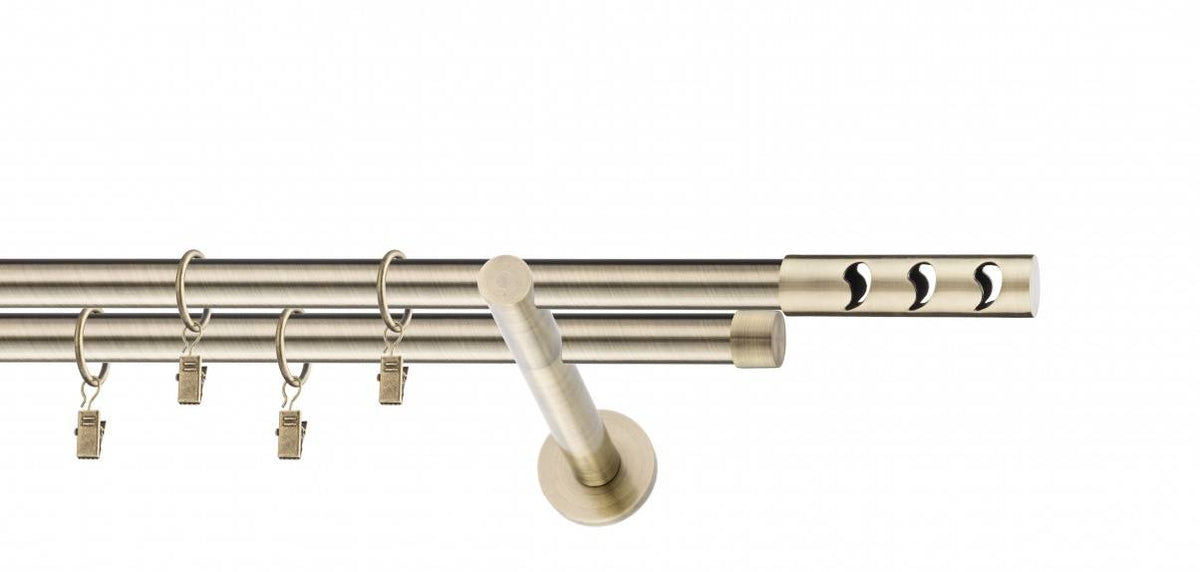 Galerie metalica Drop dubla moderna 19mm x 1.6m, antique brass (auriu antic)