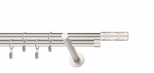 Galerie metalica Ciel dubla moderna 19mm x 1.6m, satin nichel (argintiu mat)