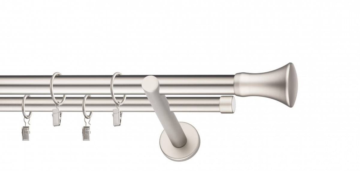 Galerie metalica Monaco dubla moderna 19mm x 1.6m, satin nichel (argintiu mat)