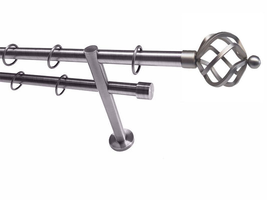 Galerie metalica Torso dubla moderna 19mm x 1.6m, satin nichel (argintiu mat)