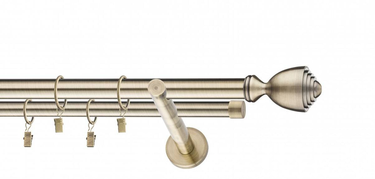 Galerie metalica Avanti dubla moderna 25mm x 2.0m, antique brass (auriu antic)