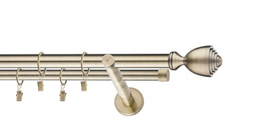 Galerie metalica Avanti dubla moderna 25mm x 2.0m, antique brass (auriu antic)