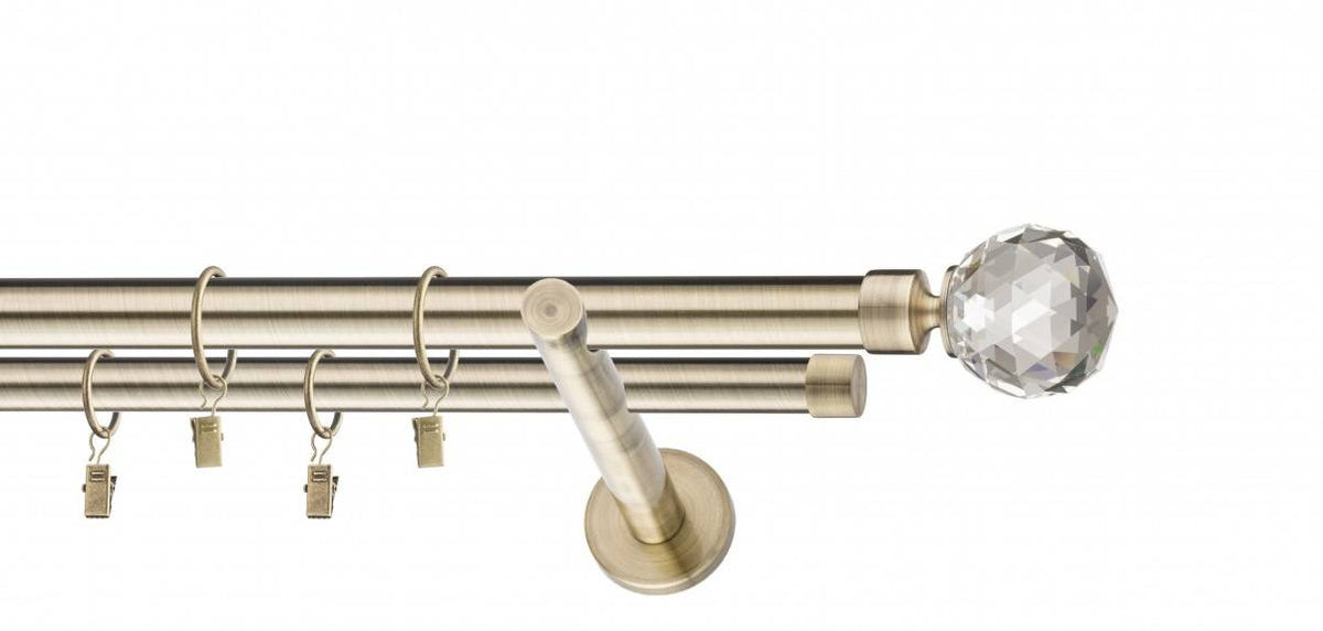 Galerie metalica Cristal dubla moderna 25mm x 1.6m, antique brass (auriu antic)