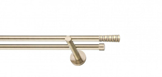 Galerie Metalică Striat, dublă, modern, fără inele, 16mm, antique brass (auriu antic)