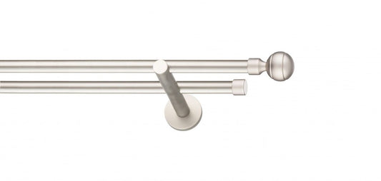 Galerie Metalică Davi, dublă, modern, fără inele, 16mm, satin nichel (argintiu mat)