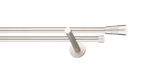 Galerie Metalică Doris, dublă, modern, fără inele, 16mm, satin nichel (argintiu mat)