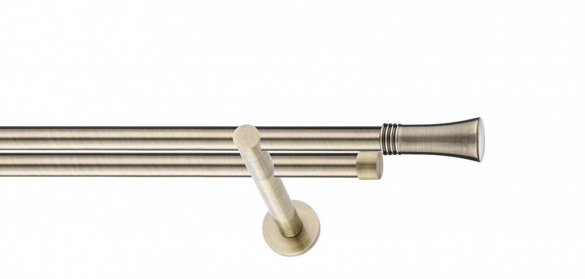 Galerie metalica Ahile -fără inele, dubla - moderna, 19mm x 1.2m, antique brass (auriu antic)
