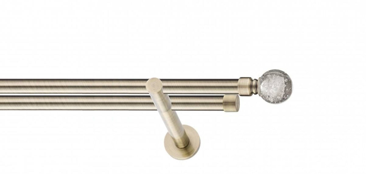 Galerie metalica Buble -fara inele, dubla - moderna, 19mm x 1.2m, antique brass (auriu antic)