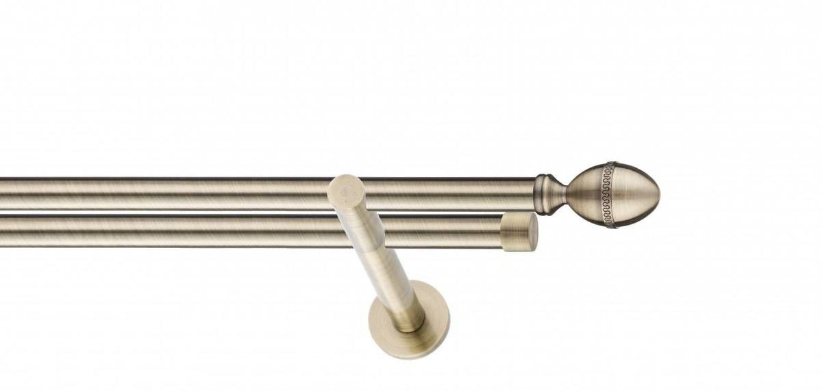 Galerie metalica Cezar -fără inele, dubla - moderna, 19mm x 1.2m, antique brass (auriu antic)