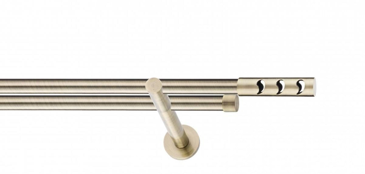 Galerie metalica Drop -fără inele, dubla - moderna, 19mm x 1.2m, antique brass (auriu antic)