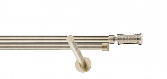 Galerie Metalică Jaris, dublă, modern, fără inele, 19mm, antique brass (auriu antic)