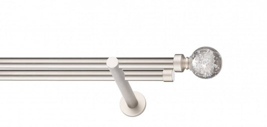 Galerie Metalică Buble, dublă, modern, fără inele, 19mm, satin nichel (argintiu mat)