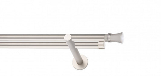 Galerie Metalică Capri, dublă, modern, fără inele, 19mm, satin nichel (argintiu mat)