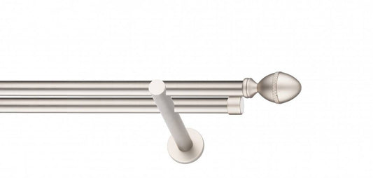 Galerie Metalică Cezar, dublă, modern, fără inele, 19mm, satin nichel (argintiu mat)