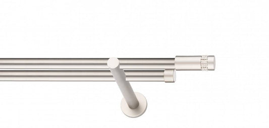 Galerie Metalică Dios, dublă, modern, fără inele, 19mm, satin nichel (argintiu mat)