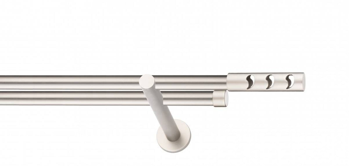 Galerie Metalică Drop, dublă, modern, fără inele, 19mm, satin nichel (argintiu mat)