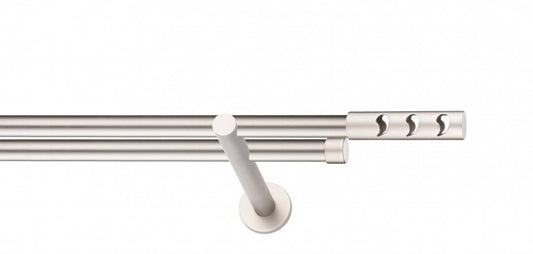 Galerie Metalică Drop, dublă, modern, fără inele, 19mm, satin nichel (argintiu mat)
