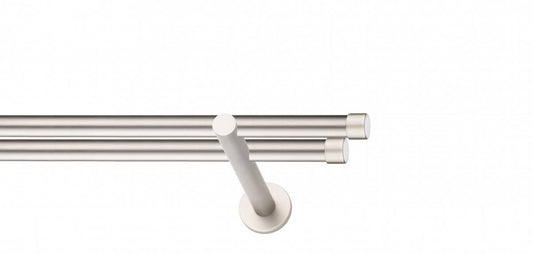 Galerie Metalică Luna, dublă, modern, fără inele, 19mm, satin nichel (argintiu mat)