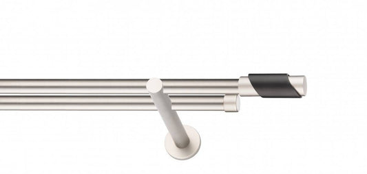 Galerie Metalică Paris, dublă, modern, fără inele, 19mm, satin nichel (argintiu mat)