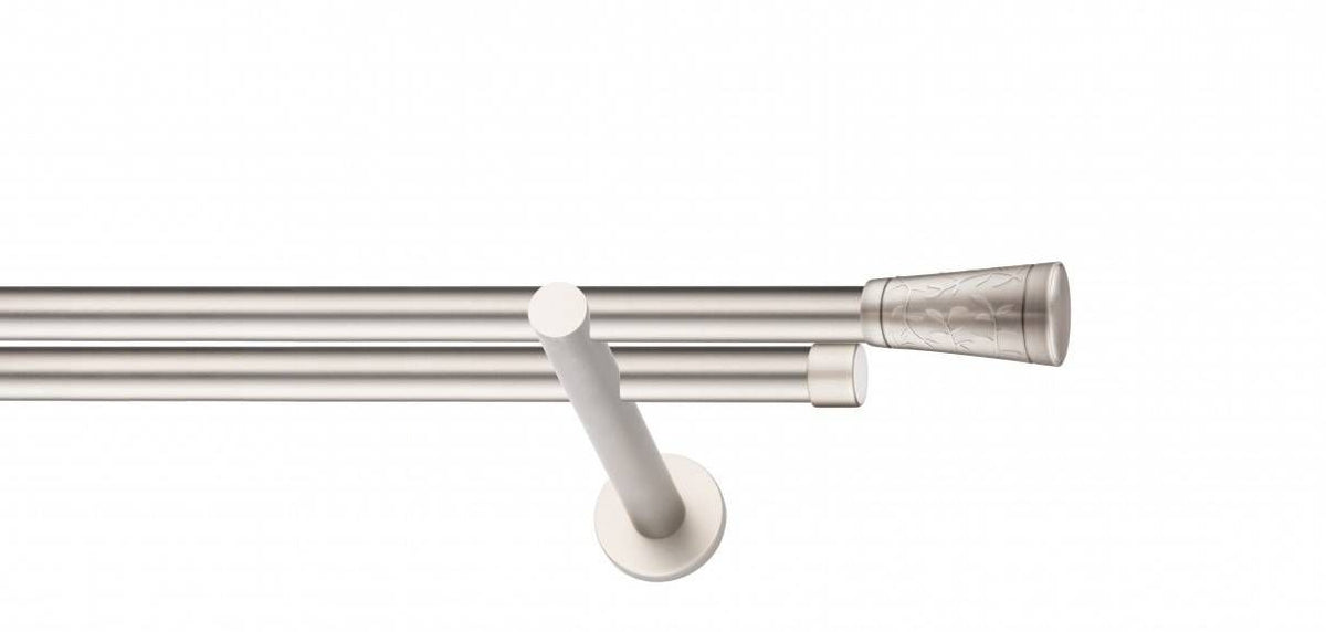 Galerie Metalică Sevilla, dublă, modern, fără inele, 19mm, satin nichel (argintiu mat)