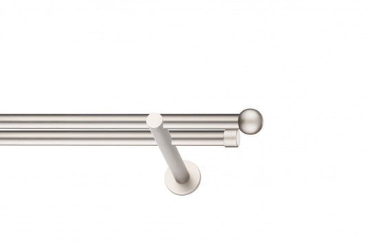 Galerie Metalică Sfera, dublă, modern, fără inele, 19mm, satin nichel (argintiu mat)