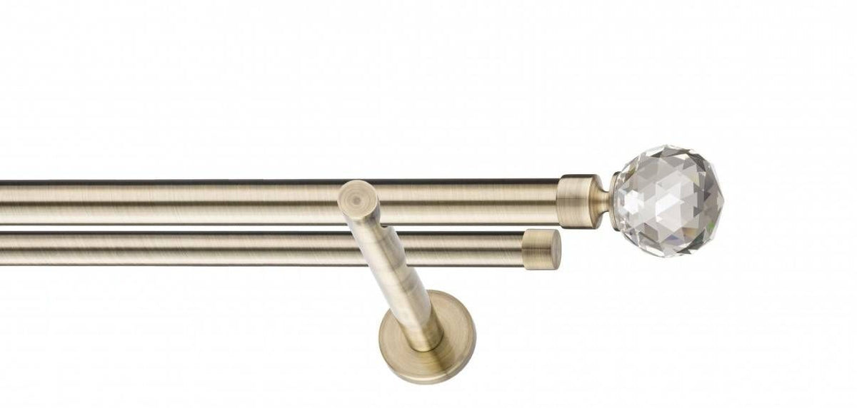 Galerie Metalică Cristal, dublă, modern, fără inele, 25mm, antique brass (auriu antic)