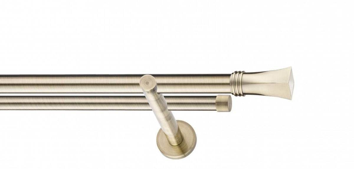 Galerie Metalică Malaga, dublă, modern, fără inele, 25mm, antique brass (auriu antic)