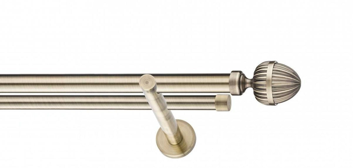 Galerie Metalică Milano, dublă, modern, fără inele, 25mm, antique brass (auriu antic)