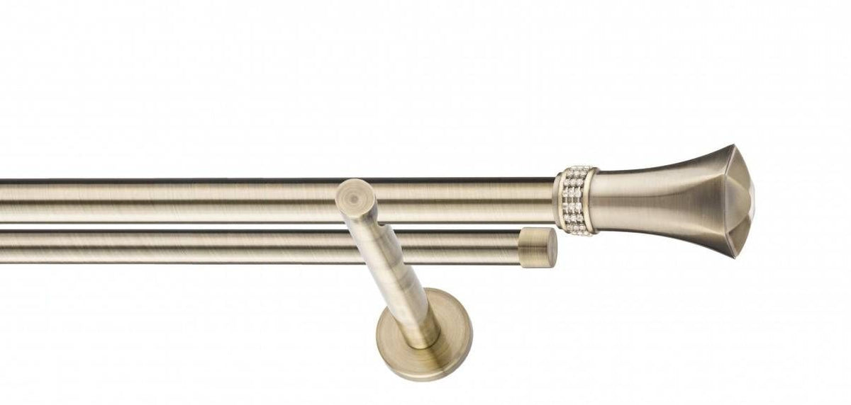 Galerie Metalică Montana, dublă, modern, fără inele, 25mm, antique brass (auriu antic)