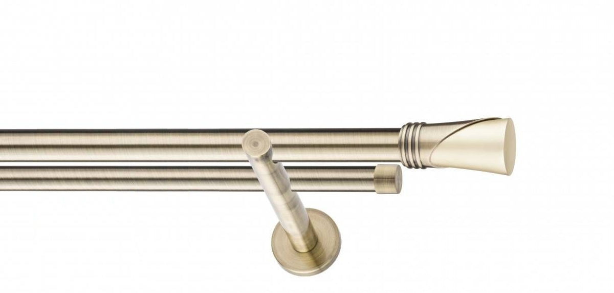 Galerie Metalică Vega, dublă, modern, fără inele, 25mm, antique brass (auriu antic)