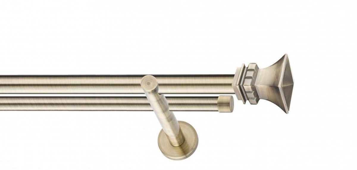 Galerie Metalică Verona, dublă, modern, fără inele, 25mm, antique brass (auriu antic)