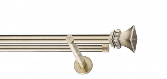Galerie Metalică Verona, dublă, modern, fără inele, 25mm, antique brass (auriu antic)