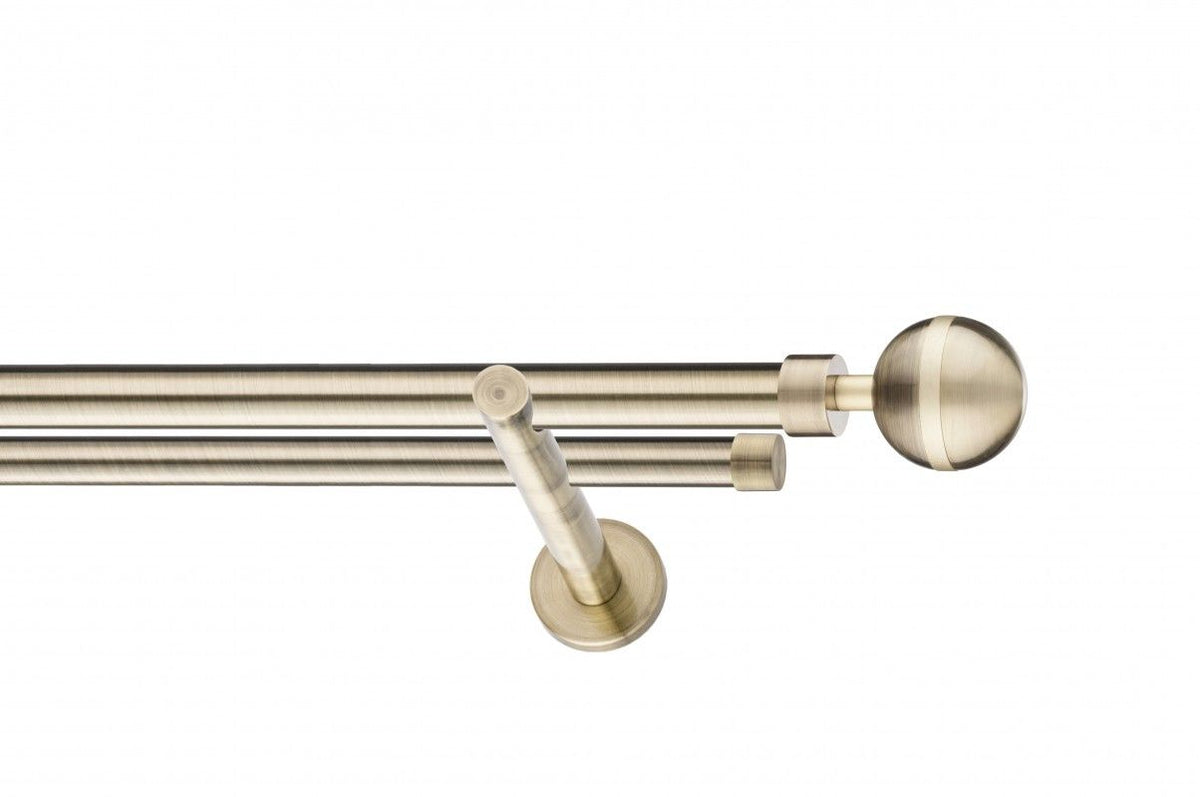 Galerie Metalică Vivaldi, dublă, modern, fără inele, 25mm, antique brass (auriu antic)