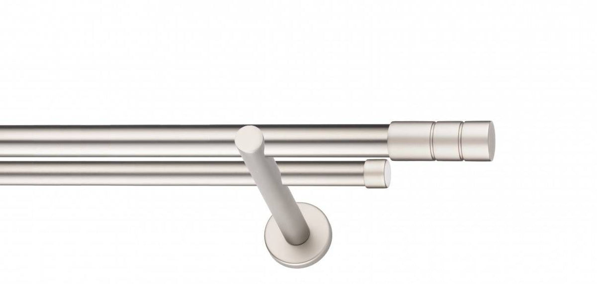 Galerie Metalică Ciel, dublă, modern, fără inele, 25mm, satin nichel (argintiu mat)