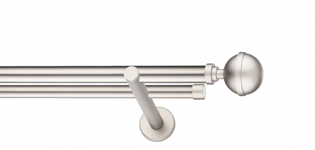 Galerie Metalică Kalisto, dublă, modern, fără inele, 25mm, satin nichel (argintiu mat)