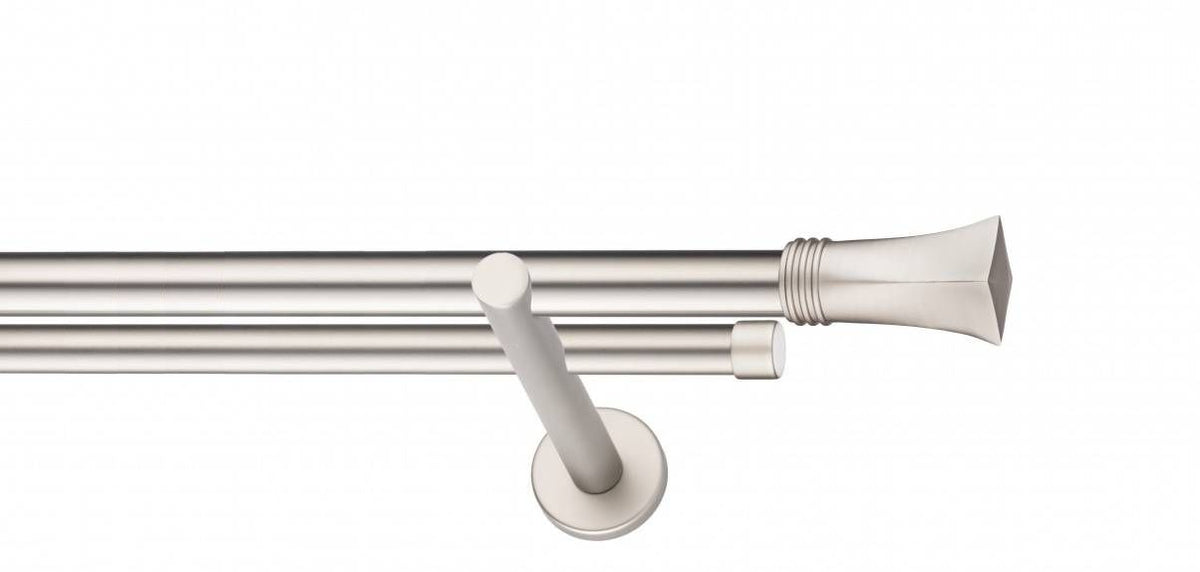 Galerie Metalică Malaga, dublă, modern, fără inele, 25mm, satin nichel (argintiu mat)