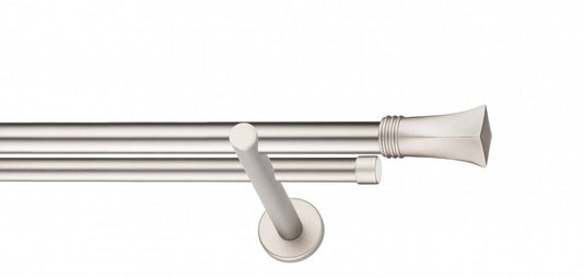 Galerie Metalică Malaga, dublă, modern, fără inele, 25mm, satin nichel (argintiu mat)