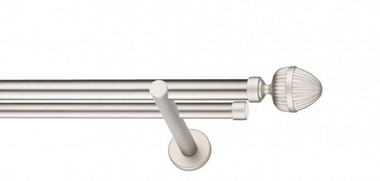 Galerie Metalică Milano, dublă, modern, fără inele, 25mm, satin nichel (argintiu mat)