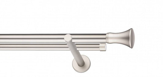 Galerie Metalică Monaco, dublă, modern, fără inele, 25mm, satin nichel (argintiu mat)