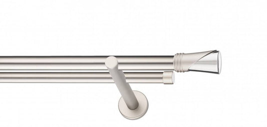 Galerie Metalică Vega, dublă, modern, fără inele, 25mm, satin nichel (argintiu mat)