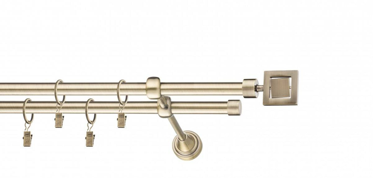 Galerie metalica Saturn dubla 16mm x 1.6m, antique brass (auriu antic)
