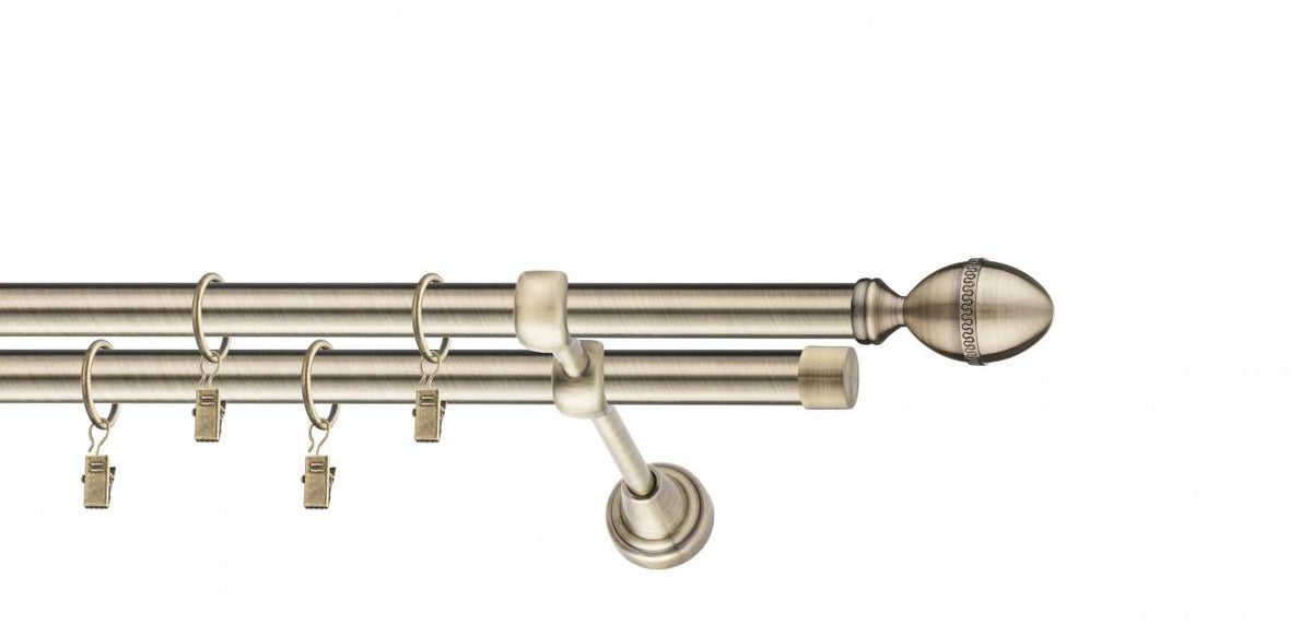 Galerie metalica Cezar dubla 19mm x 1.6m, antique brass (auriu antic)