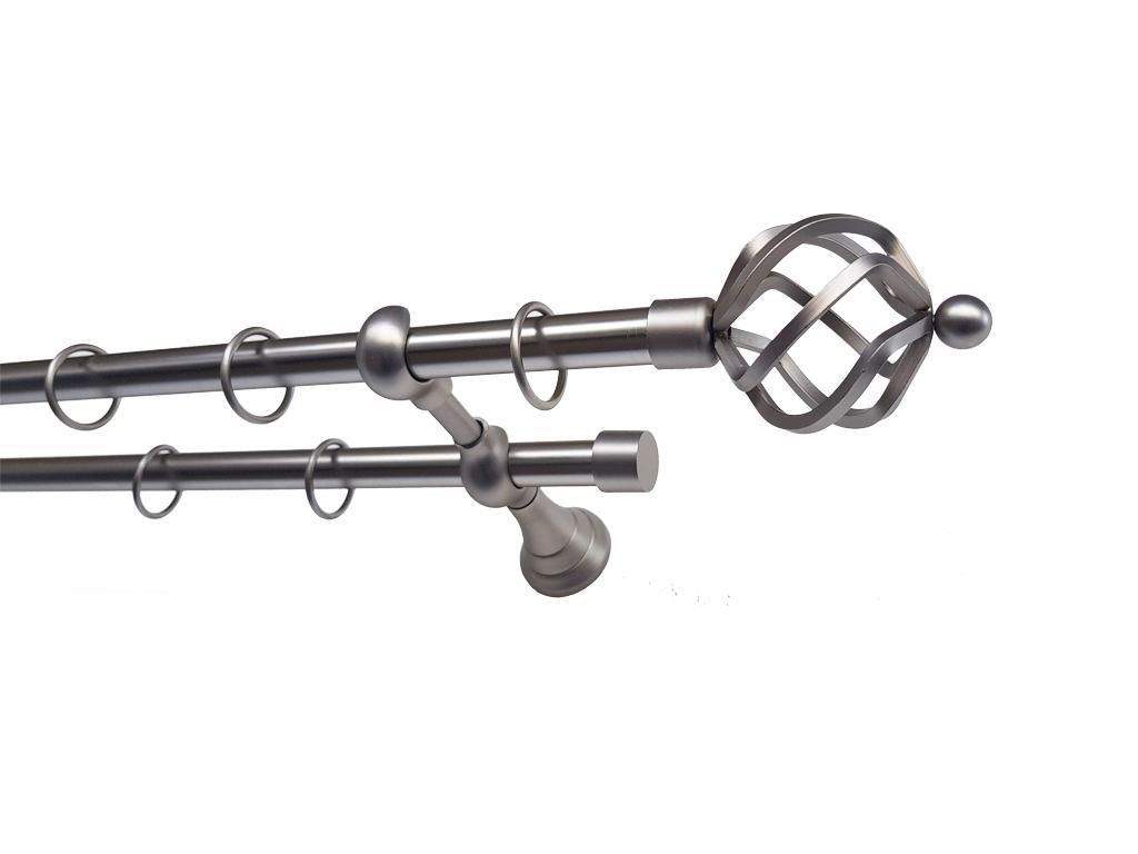 Galerie metalica Torso dubla 19mm x 1.6m, satin nichel (argintiu mat)
