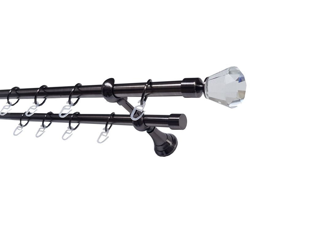 Galerie metalica Cristal dubla 19mm x 1.6m, Black Nickel
