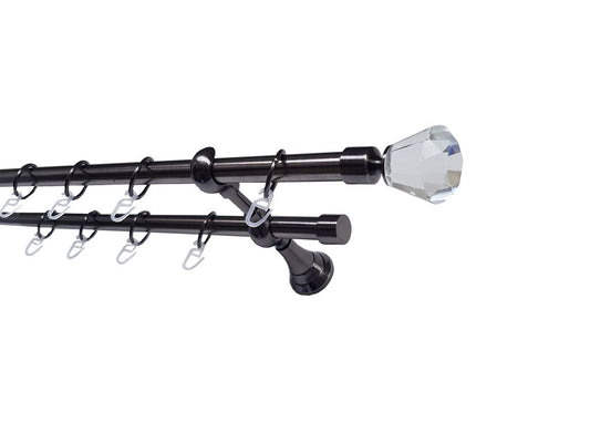 Galerie metalica Cristal dubla 19mm x 1.6m, Black Nickel