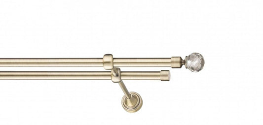Galerie Metalică Cristal, dublă, clasic, fără inele, 16mm, antique brass (auriu antic)