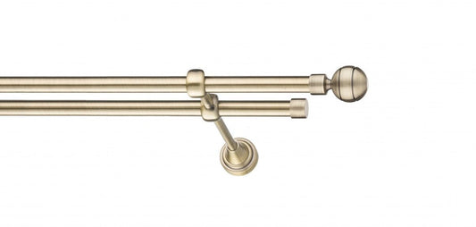 Galerie Metalică Davi, dublă, clasic, fără inele, 16mm, antique brass (auriu antic)