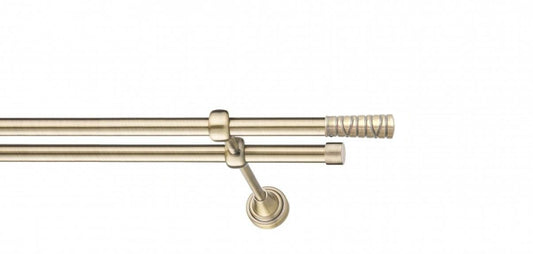 Galerie Metalică Striat, dublă, clasic, fără inele, 16mm, antique brass (auriu antic)